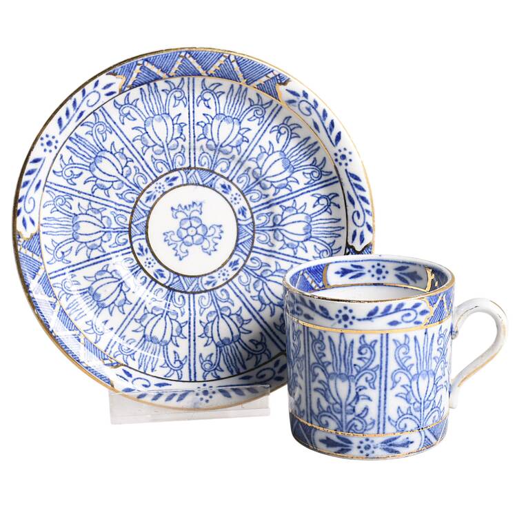 Chinese Lily Blue Flat Demitasse Cup & Saucer Set
