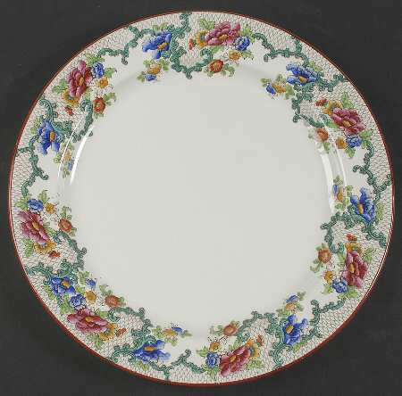 Floradora (Red Trim, Smooth) 12" Chop Plate (Round Platter)