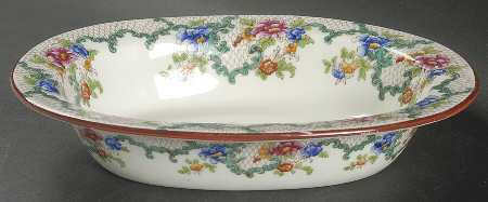 Floradora (Red Trim, Smooth) 9" Oval Vegetable Bowl