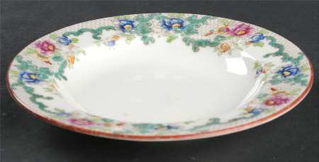 Floradora (Red Trim, Smooth) Rim Fruit/Dessert (Sauce) Bowl