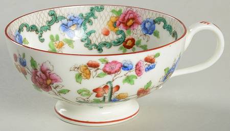 Floradora (Red Trim, Smooth) Footed Cup