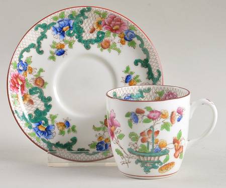 Floradora (Red Trim, Smooth) Flat Demitasse Cup & Saucer Set