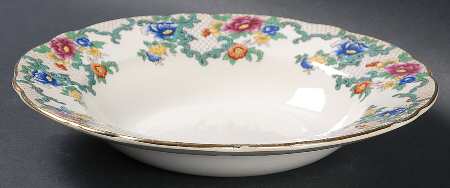 Floradora (Gold Trim, Scalloped) Rim Soup Bowl