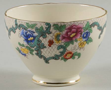 Floradora (Gold Trim, Scalloped) Open Sugar Bowl