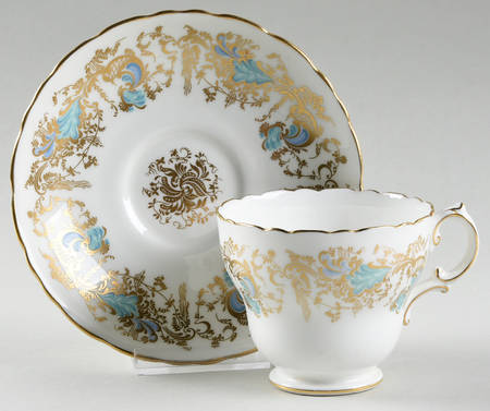 Gainsborough (White with Blue & Gold) Footed Cup & Saucer Set