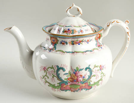 H9120 Aqua (Scalloped, White Background) Teapot & Lid