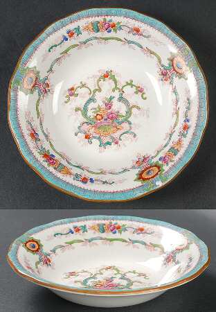 H9120 Aqua (Scalloped, White Background) Fruit/Dessert (Sauce) Bowl