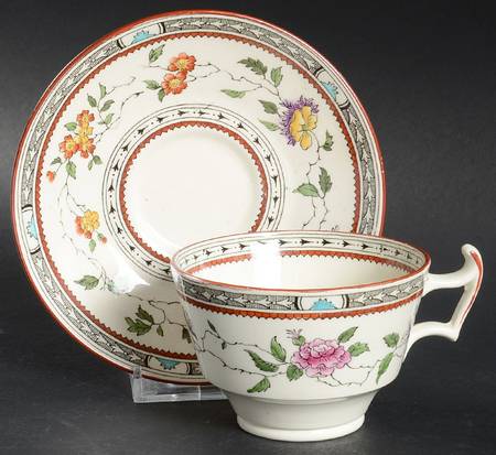 Jessamine (Cream Background) Footed Cup & Saucer Set