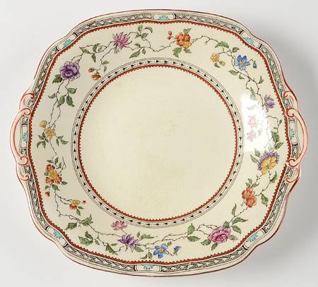 Jessamine (Cream Background) Handled Cake Plate