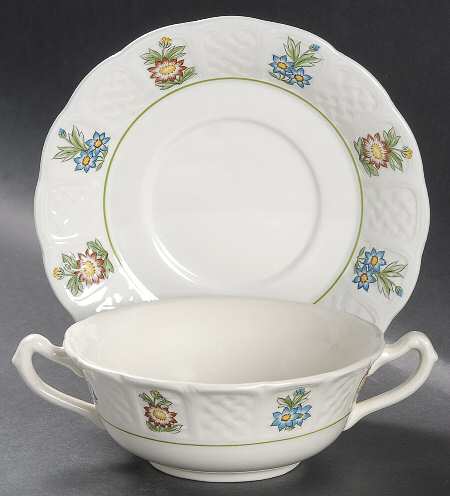 June Garden Flat Cream Soup Bowl & Saucer Set