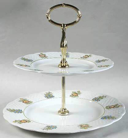 June Garden 2 Tiered Serving Tray (Dinner & Salad Plate)