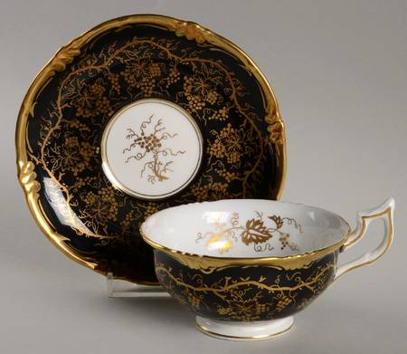 King's Plate Black Footed Cup & Saucer Set