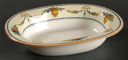 Malvern (Cream Rim, Urns) 8" Oval Vegetable Bowl