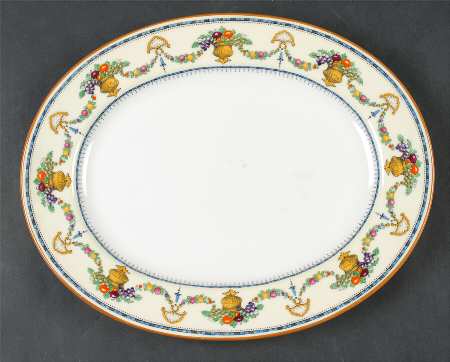 Malvern (Cream Rim, Urns) 12" Oval Serving Platter