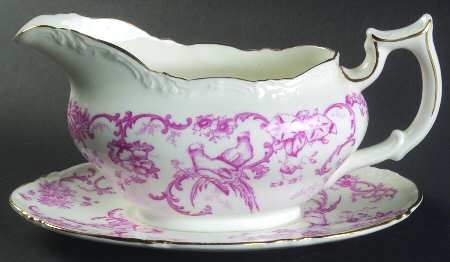 Marlborough Pink Gravy Boat with Attached Underplate