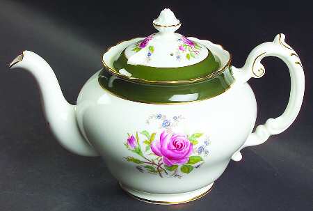 Miniver Rose Dark Green Teapot & Lid
