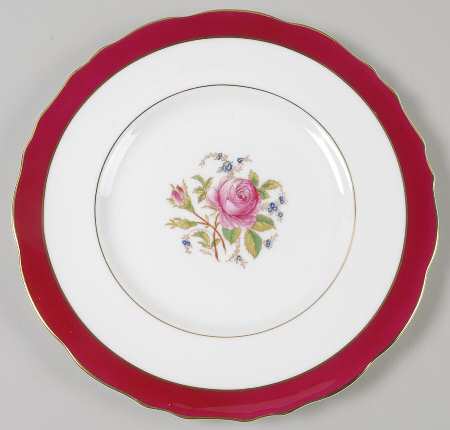Miniver Rose Burgundy Luncheon Plate