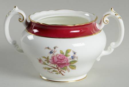 Miniver Rose Burgundy Sugar Bowl No Lid