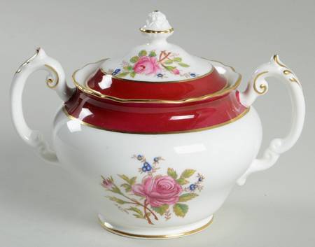 Miniver Rose Burgundy Sugar Bowl & Lid