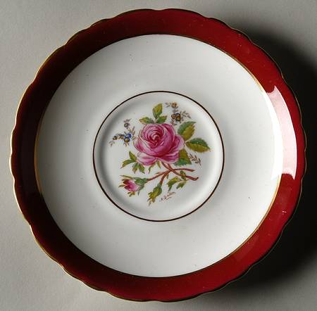 Miniver Rose Burgundy Saucer for Cream Soup Bowl