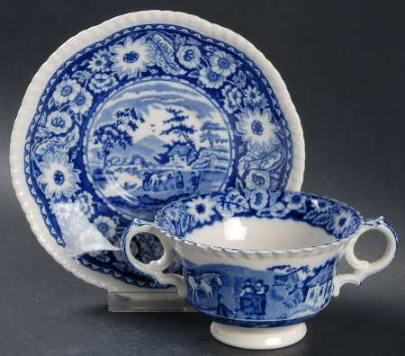 Native Blue Footed Bouillon Cup & Saucer