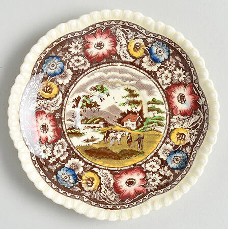 Native Brown Multicolor (Multicolor Border) Saucer for Demitasse Cup