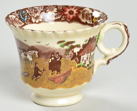 Native Brown Multicolor (Multicolor Border) Footed Demitasse Cup