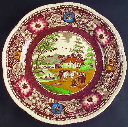 Native Brown Multicolor (Multicolor Border) 12" Chop Plate (Round Platter)