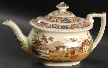 Native Brown Multicolor (Multicolor Border) Teapot & Lid