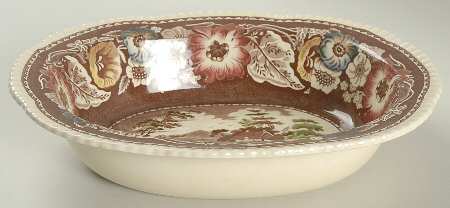 Native Brown Multicolor (Multicolor Border) 9" Oval Vegetable Bowl