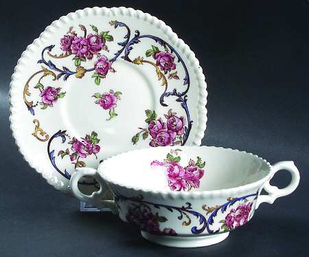 Premier Rose Footed Cream Soup Bowl & Saucer Set