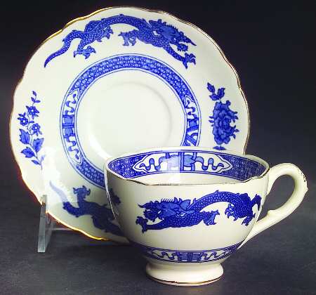 Dragon (Gold Trim) Footed Cup & Saucer Set