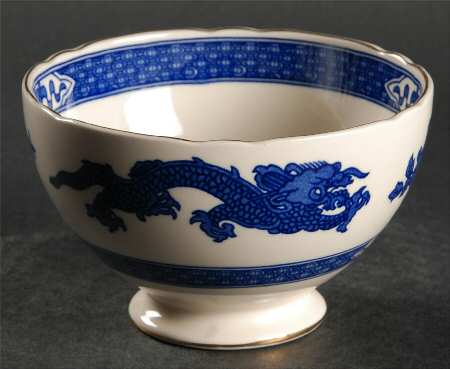 Dragon (Gold Trim) Cranberry Bowl