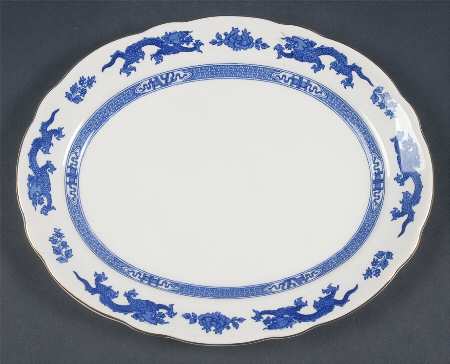 Dragon (Gold Trim) 11" Oval Serving Platter