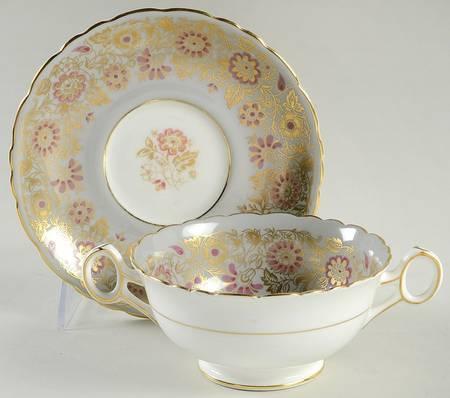 Romney Gray Footed Cream Soup Bowl & Saucer Set