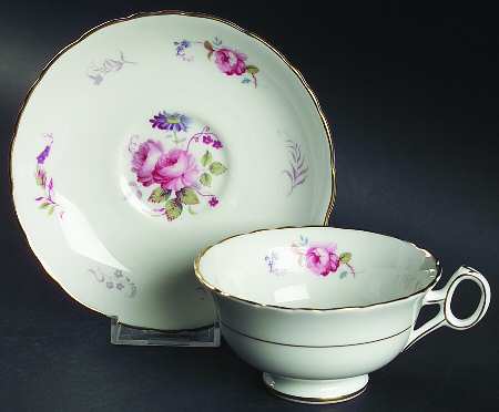 Shrewsbury (Gold Trim) Footed Cup & Saucer Set