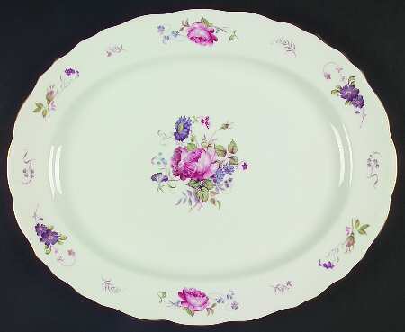 Shrewsbury (Gold Trim) 16" Oval Serving Platter