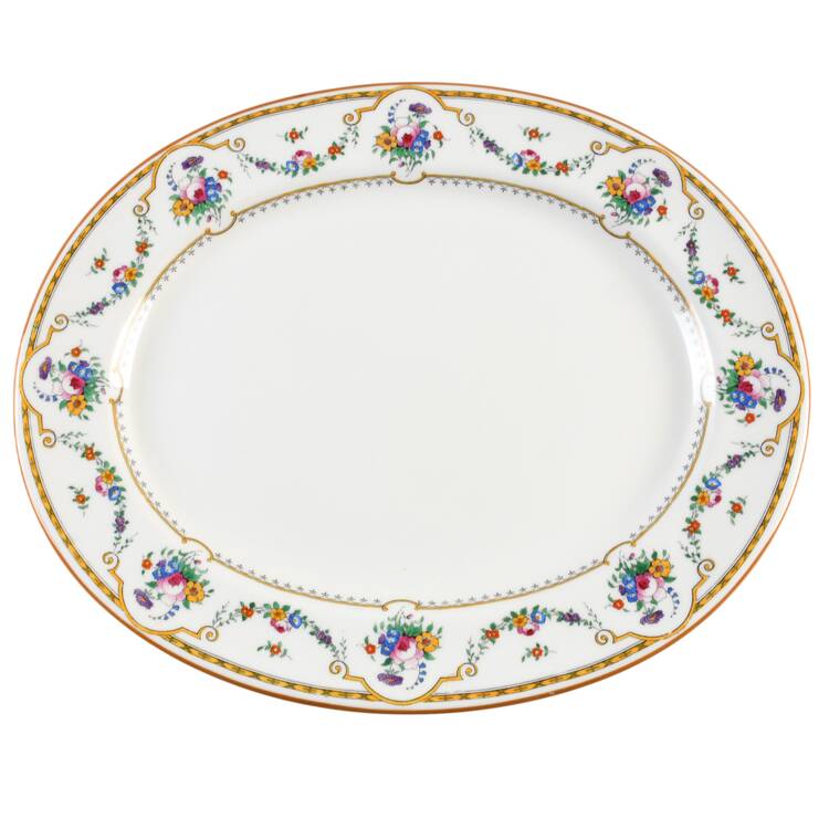 Sledmere (White Background) 15" Oval Serving Platter