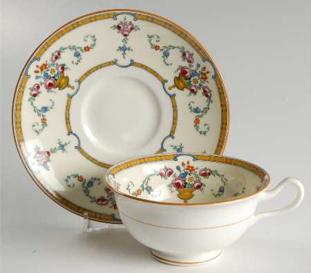 Sledmere (White Background) Footed Cup & Saucer Set
