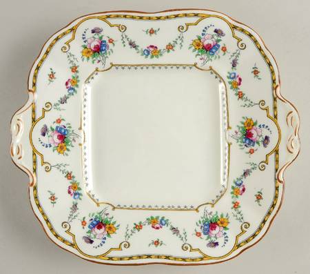 Sledmere (White Background) Square Handled Cake Plate