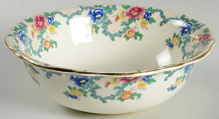 Victoria (Scalloped, Gold Trim) 10" Round Vegetable Bowl