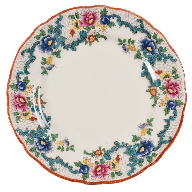 Victoria (Scalloped, Red Trim) Bread & Butter Plate