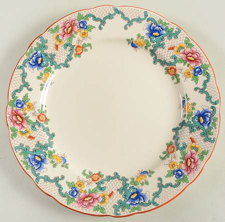 Victoria (Scalloped, Red Trim) Salad Plate