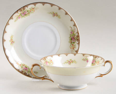 Lincoln Footed Cream Soup Bowl & Saucer Set