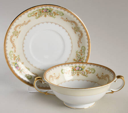 Pueblo Footed Cream Soup Bowl & Saucer Set
