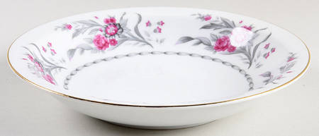 Saratoga (Red & Gray Flowers) Rim Soup Bowl