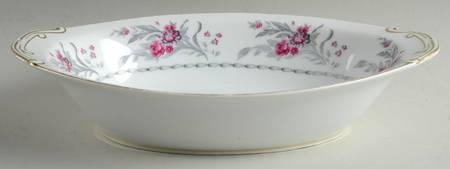 Saratoga (Red & Gray Flowers) 11" Oval Vegetable Bowl