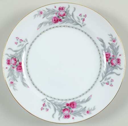 Saratoga (Red & Gray Flowers) Bread & Butter Plate