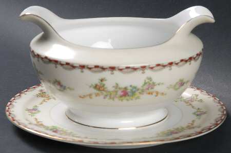 Saratoga (Multicolor Flowers) Gravy Boat with Attached Underplate