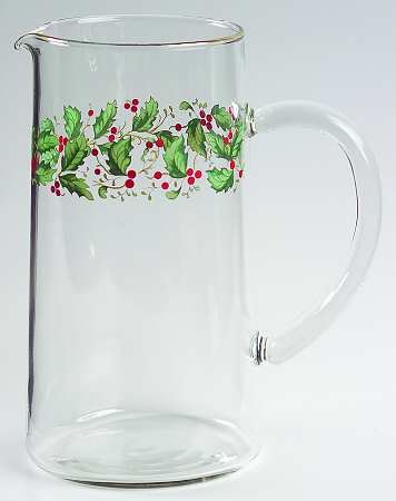 Holly Glassware Pitcher
